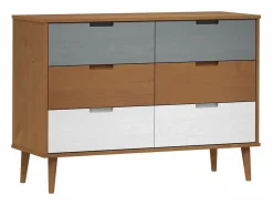 vidaxl Mesita de noche MOLDE madera maciza de pino marrón 113x40x80 cm