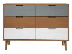 vidaxl Mesita de noche MOLDE madera maciza de pino marrón 113x40x80 cm