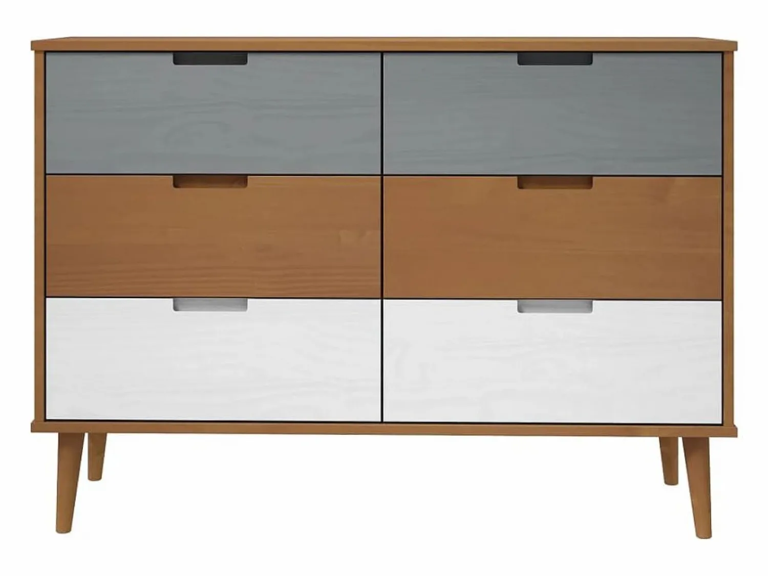 vidaxl Mesita de noche MOLDE madera maciza de pino marrón 113x40x80 cm