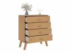 New vidaxl Mesita de noche OLDEN madera maciza de pino marrón Color natural claro