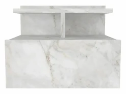 Sale Vente-unique Mesita de noche suspendida conjunto de 2 con 1 cajón y 1 estante efecto mármol - AZELNO Blanco