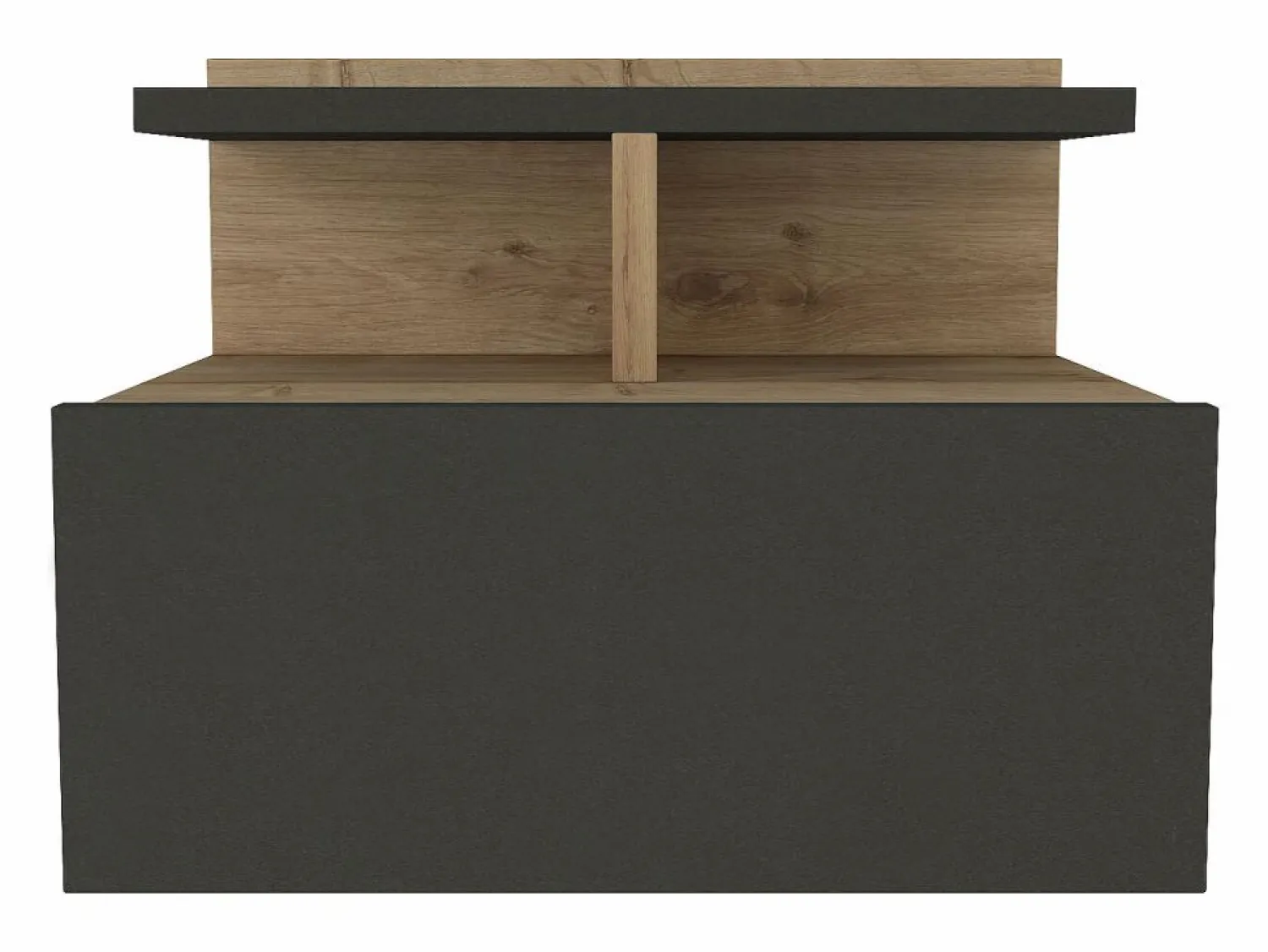 Outlet Vente-unique Mesita de noche suspendida con 1 cajón y 1 estante natural y antracita - AZELNO Gris antracita / Color natural claro