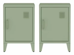 Hot Sweeek Mesita industrial con 1 puerta, set de 2 Verde claro