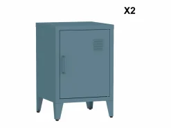 Clearance Sweeek Mesita industrial con 1 puerta, set de 2 gris Azul