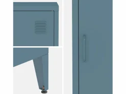 Clearance Sweeek Mesita industrial con 1 puerta, set de 2 gris Azul