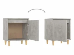 Clearance Mesita noche con patas madera maciza hormigón 40x30x50 cm Mesita De Noche