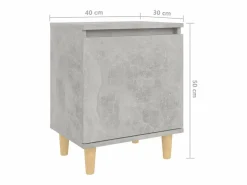 Clearance Mesita noche con patas madera maciza hormigón 40x30x50 cm Mesita De Noche