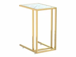 Best Mesita ordenador vidrio transparente blanco mármol 50x35x65cm Mesa Auxiliar