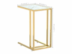 Best Mesita ordenador vidrio transparente blanco mármol 50x35x65cm Mesa Auxiliar