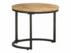 vidaxl Mesitas auxiliares 3 Piezas madera de mango rugosa