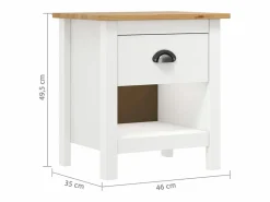 Discount vidaxl Mesitas de noche 2 uds Hill madera maciza de pino 46x35x49,5 cm Blanco