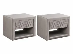 Online Mesitas de noche Conjunto de 2 con 1 cajón y 1 hueco Terciopelo - DANIELE Mesita De Noche