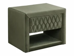 Vente-unique Mesitas de noche Conjunto de 2 con 1 cajón y 1 estante Terciopelo oliva - DANIELE