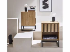 Mesitas de noche contemporáneas con 1 cajón, set de 2 natural Mesita De Noche