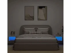 Clicnbuy Mesitas de noche de pared con luces LED 2 unidades