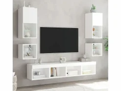 Clicnbuy Mesitas de noche de pared con luces LED 2 unidades