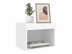 Clicnbuy Mesitas de noche de pared con luces LED 2 unidades