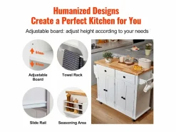 Sale Mesón de Cocina con Ruedas SucceBuy, 90cm, Armario Rodante de Estorage con Cajón y Soporte, Blanco