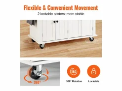 Sale Mesón de Cocina con Ruedas SucceBuy, 90cm, Armario Rodante de Estorage con Cajón y Soporte, Blanco