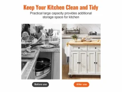 Sale Mesón de Cocina con Ruedas SucceBuy, 90cm, Armario Rodante de Estorage con Cajón y Soporte, Blanco