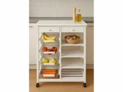 Meyvaser - Carro de cocina verdulero Doble con 4 Cestas 4 Baldas Y 2 Cajones Color 85 x 67 x 37 Cm