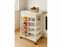 Meyvaser - Carro de cocina verdulero Doble con 4 Cestas 4 Baldas Y 2 Cajones Color 85 x 67 x 37 Cm