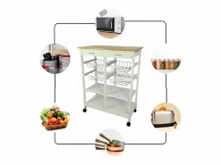 Meyvaser - Carro de Cocina de Cocina con Ruedas con 4 cestas extraíbles 4 bandejas y 2 cajones Oporto 8 Color 87x 67 x 37 Cm