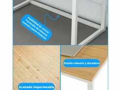 Discount Meyvaser - Mesa de Escritorio 120 Cm de ancho con patas de Metal y tapa de madera 58x74x120 Cm Blanco