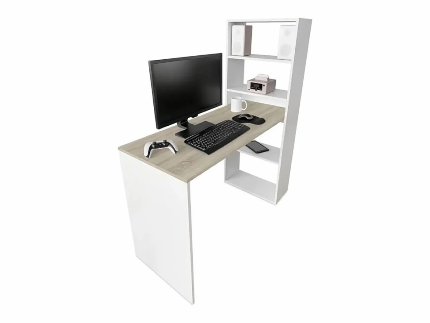 Meyvaser - Mesa de Ordenador,Mesa Escritorio con Estanteria Reversible, Medidas: 122 cm (Ancho) x 50 cm (Fondo) x140 cm (Alto) Color y Cambrian