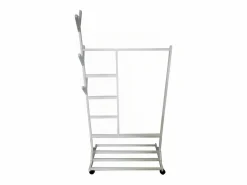 Hot Meyvaser - Vestidor portatil, Perchero portátil con ruedas de 180x100x35 Cm y 6 Ganchos en madera color . Blanco