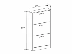 Clearance Meyvaser - Zapatero 3 Puertas, Zapatero Estrecho, Acabado en Color , Medidas: 108 cm (Alto) x 60 cm (Ancho) x 17 cm (Fondo) Zapatero|Mueble De Almacenaje