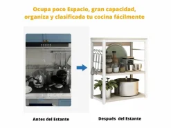 Meyvaser Estantería de Cocina, Unidad de Cocina con estantes, Marco de Metal , Estante Industrial para microondas 50x30x71,5 Cm