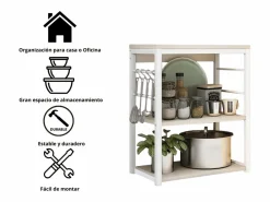 Meyvaser Estantería de Cocina, Unidad de Cocina con estantes, Marco de Metal , Estante Industrial para microondas 50x30x71,5 Cm