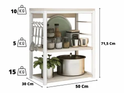 Meyvaser Estantería de Cocina, Unidad de Cocina con estantes, Marco de Metal , Estante Industrial para microondas 50x30x71,5 Cm
