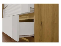TOPESHOP MILAN – Cómoda ancha para dormitorio con 6 cajones – 30x120x77 cm – Mueble de almacenamiento – Artesanal y blanco