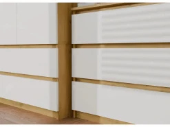 TOPESHOP MILAN – Cómoda ancha para dormitorio con 6 cajones – 30x120x77 cm – Mueble de almacenamiento – Artesanal y blanco
