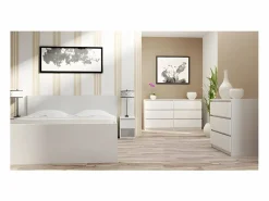 MILAN - Cómoda grande para dormitorio de 6 cajones - 30x120x77cm - Estilo escandinavo - Almacenamiento Cómoda
