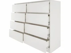 New MILÁN | Cómoda contemporánea para dormitorio/salón/oficina 40x120x97 | 8 cajones deslizantes | Unidad de almacenamiento | Armario Cómoda