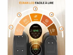 MERACH Mini Bicicleta Elíptica Eléctrica , 12 Niveles, Pantalla Táctil LCD, Control Remoto, Bandas de Resistencia, Base Antideslizante
