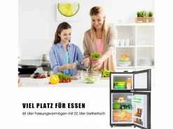 Mini Frigorífico - Congelador 22L + Frigorífico 38L - 42x45,5x86,8cm - 172 kWh/año, Luz LED - Clase F -