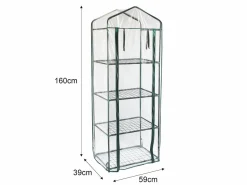 Monstershop Mini Invernadero de 4 niveles PVC Transparente Cubierta Impermeable Estantes Pequeños Casa de Cultivo de Plantas Jardín al Aire Libre Marco de Acero | Pala Gratis