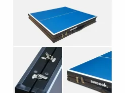 Sale Sweeek Mini mesa de ping pong interior plegable con 2 raquetas y 3 pelotas, Azul