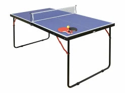 Hot Vente-unique Mini mesa de ping-pong , con raquetas, pelotas y red, L137 x Alt. 67 cm, DENIS Azul
