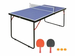 Hot Vente-unique Mini mesa de ping-pong , con raquetas, pelotas y red, L137 x Alt. 67 cm, DENIS Azul