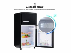 Best Mini nevera retro, 72 L en total, 21 L en congelador, 51 L en frigorífico, Clase energética E, LED, Diseño retro, Color (45 x 44 x 91 cm) Electrodomésticos De Frío