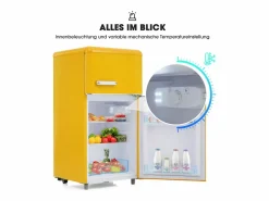 Discount Mini nevera retro, 72 L en total, 21 L en congelador, 51 L en frigorífico, Clase energética E, LED, Diseño retro, (45 x 44 x 91 cm) Electrodomésticos De Frío