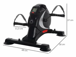 Outlet Mini pedaleador silencioso con 8 niveles de resistencia magnética, acero, negro (58 x 48 x 37 cm)