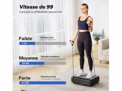 MERACH Mini plataforma vibratoria para pérdida de peso y moldeado, 1-99 niveles, 9 programas, control automático o manual, gimnasia pasiva