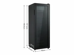 New Mini refrigerador de 128 L, congelador de 8 L + refrigerador de 120 L, 7 niveles de temperatura, LED, R600a, acero inoxidable, (40 x 43,5 x 110 cm) Negro