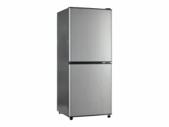 Sale Mini refrigerador de 106 L, refrigerador de 60 L + congelador de 46 L, 7 niveles de temperatura, LED, acero inoxidable, y plateado (42,5 x 44,5 x 102 cm) Negro